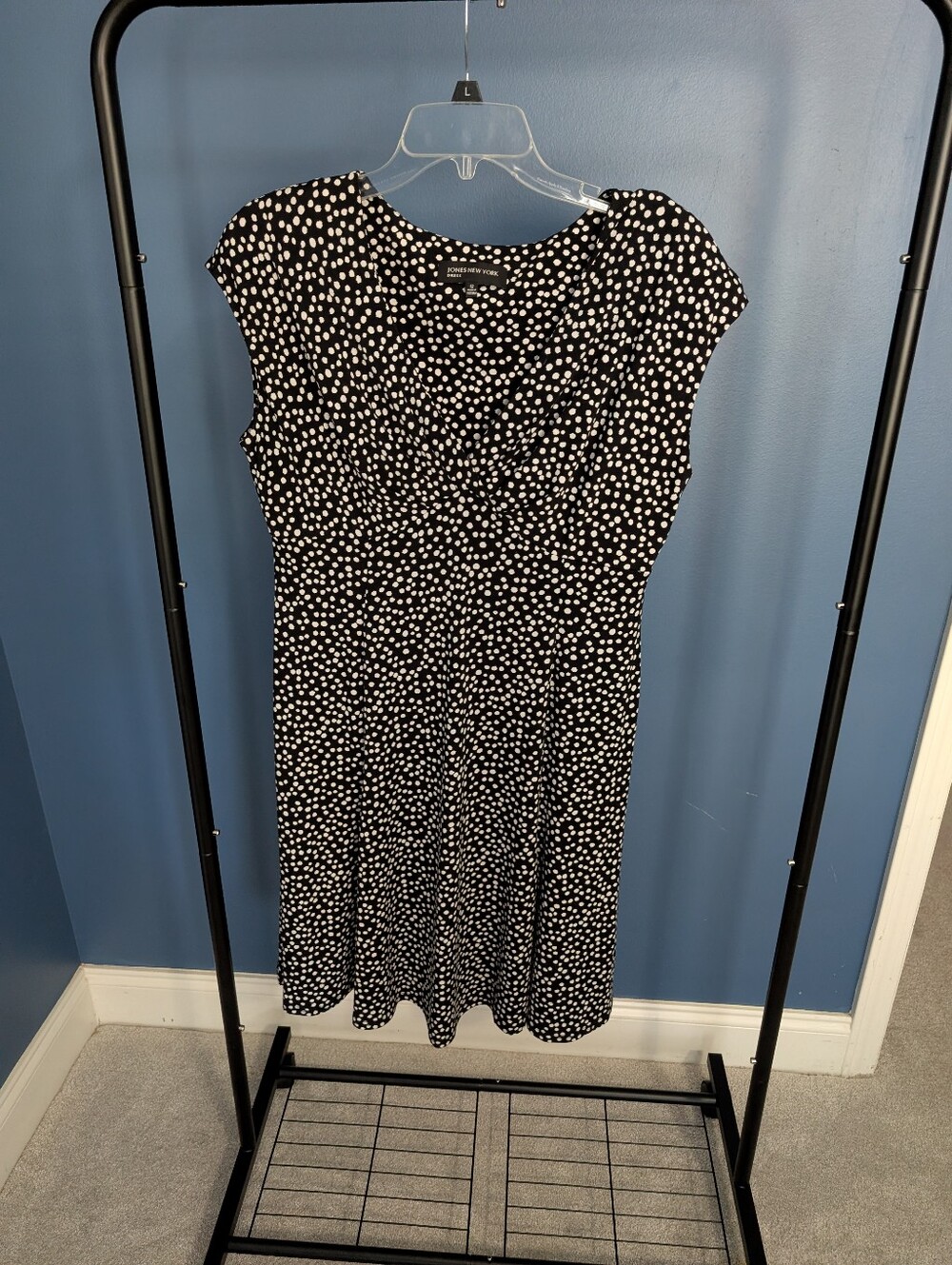 Jones New York Black Dress with White Polka Dot Pattern
